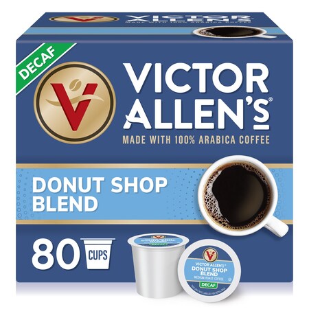 Victor Allen Victor Allen's Coffee Decaf Donut Shop Blend, Medium Roast, 80 Count, Single Serve Coffee Pods for Keurig K-Cup Brewers, PK80 FG014604RV